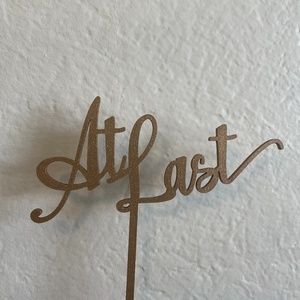 Wood wedding cake topper, glitter gold